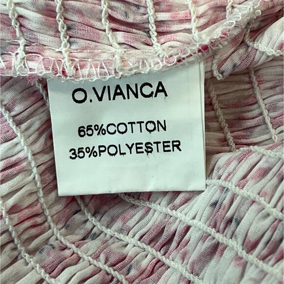 O.Vianca Women's Pink & White Floral Smocked Mini Skirt Sz L- New - Picture 6 of 7